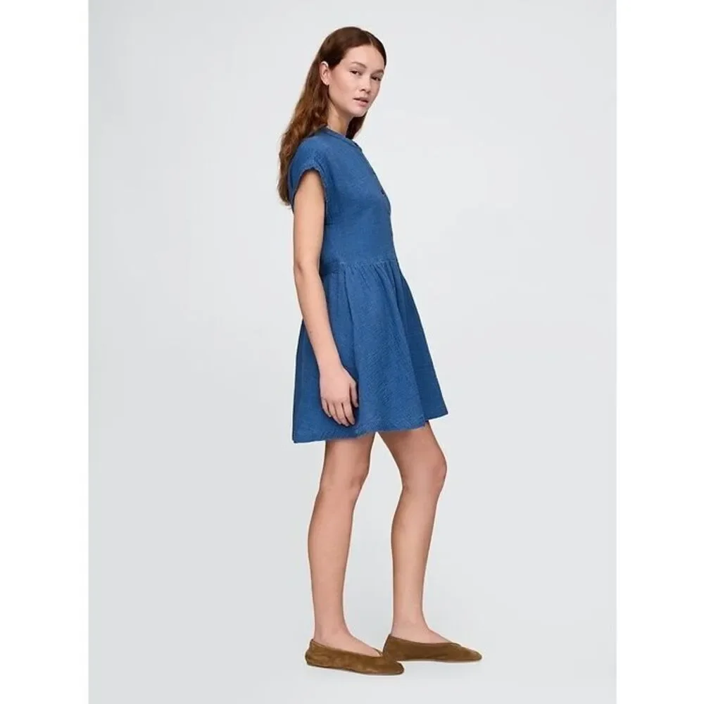 Gap Cotton Gauze Denim Mini Shirtdress Women’s dress Size small - Picture 10 of 12